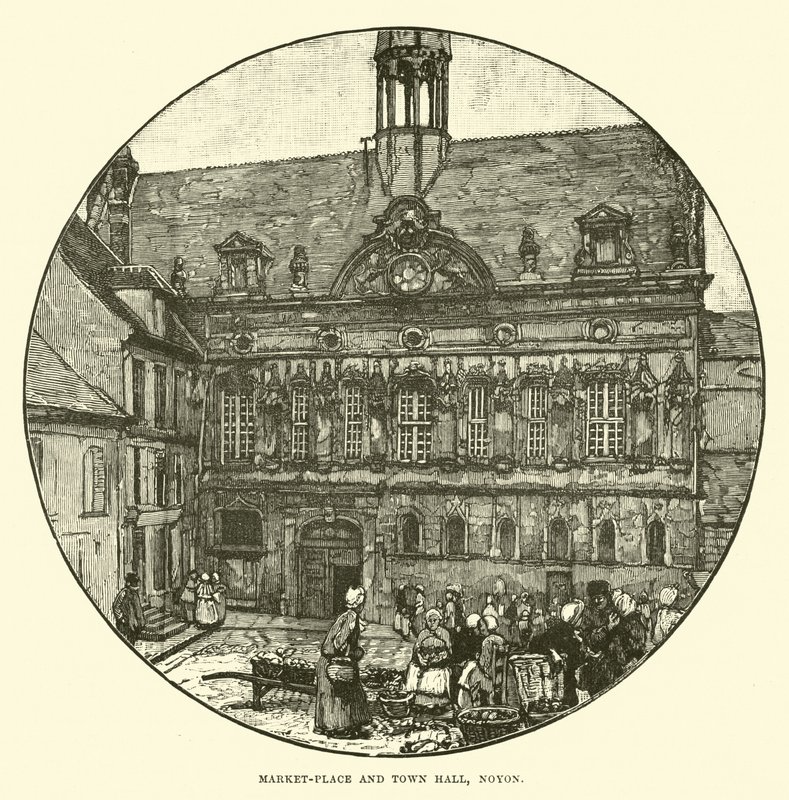 Market-Place and Town Hall, Noyon by English School