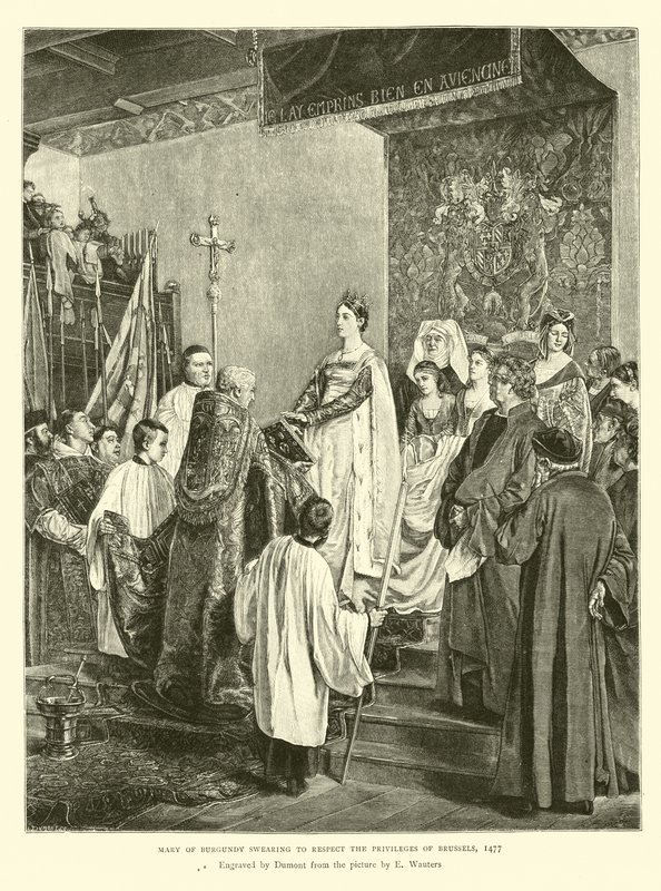 Mary of Burgundy Swearing to Respect the Privileges of Brussels, 1477 by English School