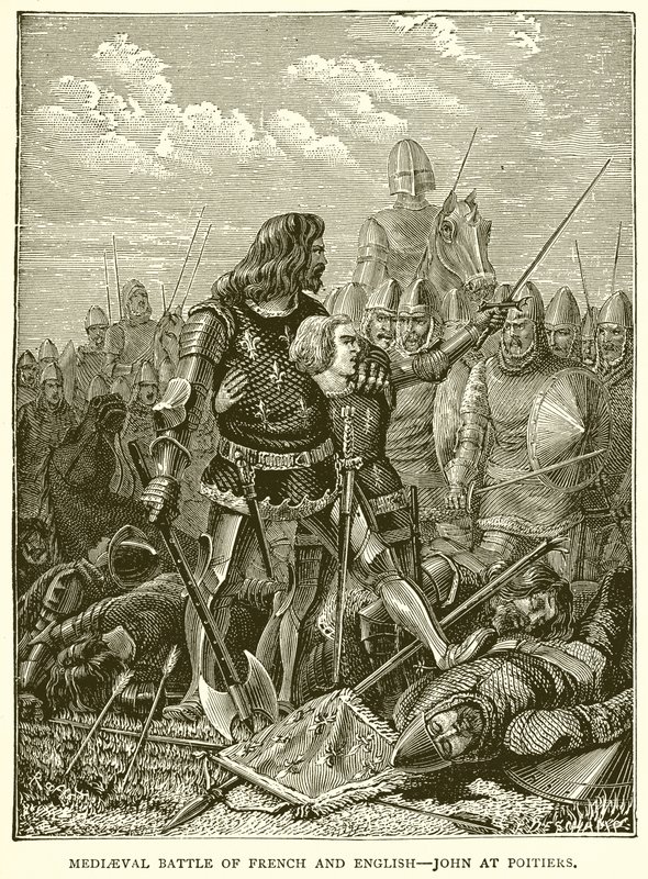 Mediaeval Battle of French and English--John at Poitiers by English School