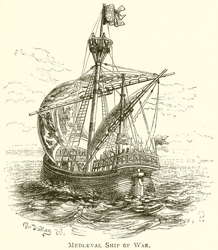 Medieval Ship of War by English School