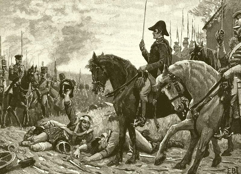 Meeting of Wellington and Blucher after the battle of Waterloo by English School