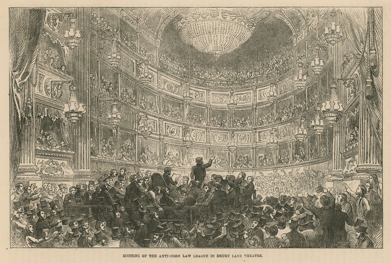 Meeting of the Anti-Corn Law League in Drury Lane Theatre by English School