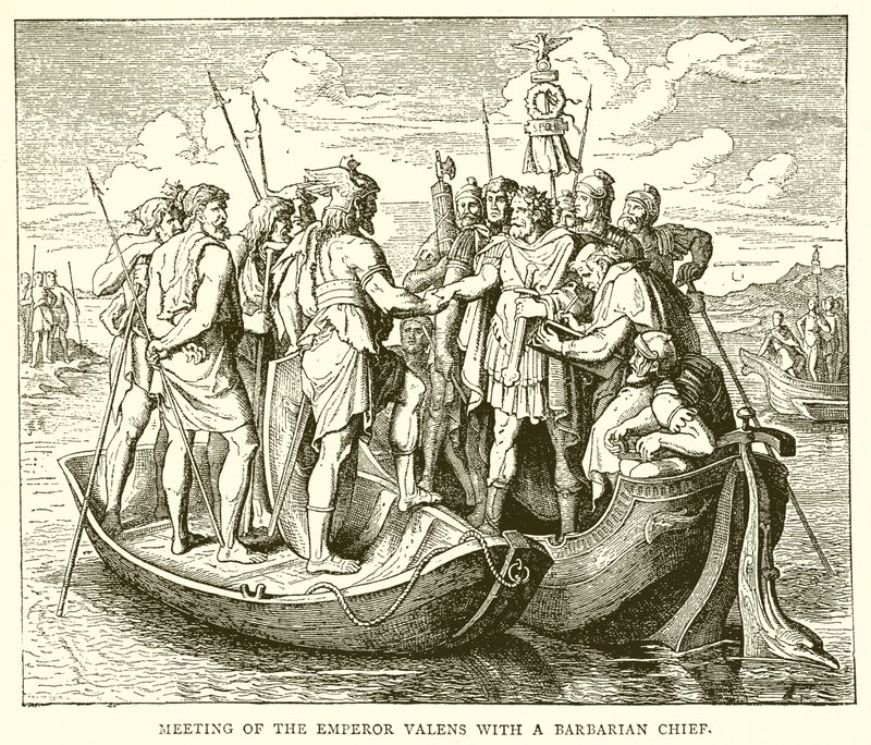 Meeting of the Emperor Valens with a Barbarian Chief by English School