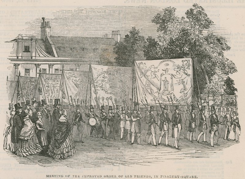 Meeting of the Improved Order of Old Friends in Finsbury Square by English School