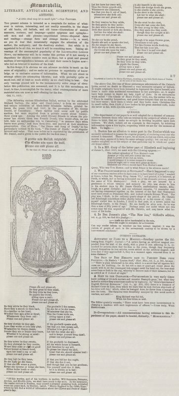 Memorabilia, Literary, Antiquarian, Scientific, and Artistic by English School