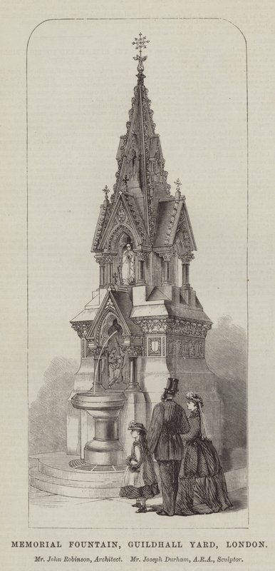 Memorial Fountain, Guildhall Yard, London, Mr John Robinson, Architect, Mr Joseph Durham, ARA, Sculptor by English School