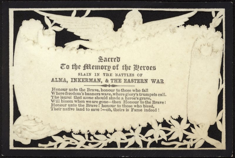 Memorial Card to the Memory of the Heroes Slain in War by English School