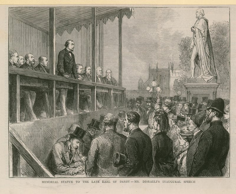 Memorial Statue to the Late Earl of Derby by English School