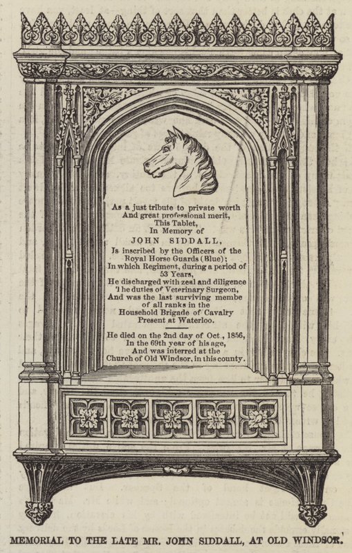 Memorial to the Late Mr John Siddall, at Old Windsor by English School