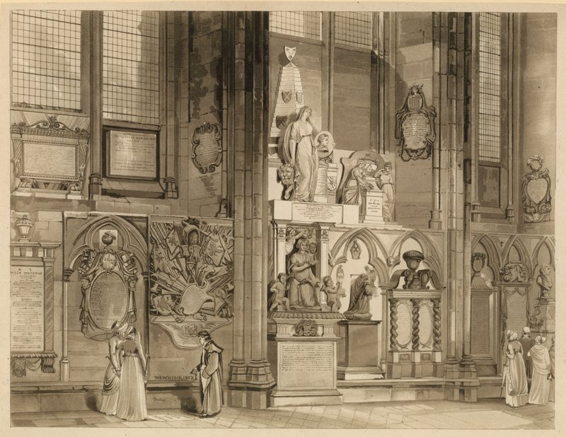Memorials and statues in Westminster Abbey, London by English School