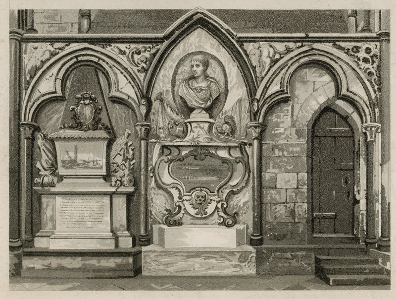 Memorials and statues in Westminster Abbey, London by English School