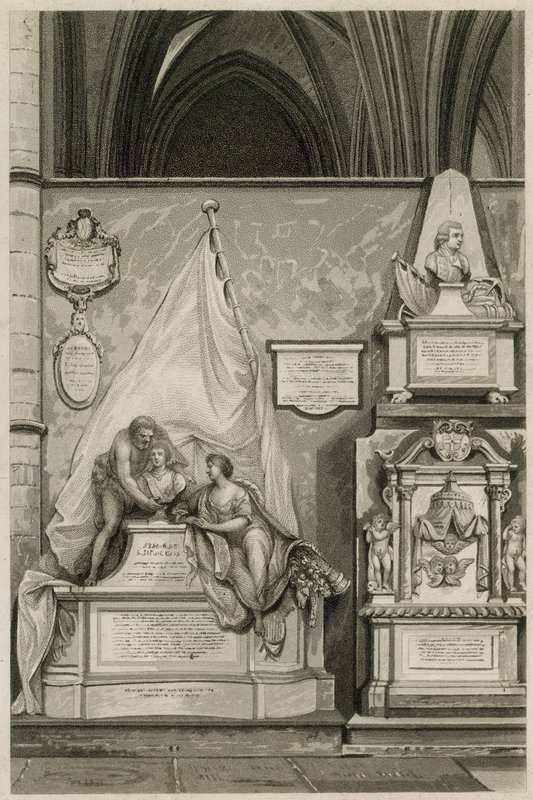 Memorials and statues in Westminster Abbey, London by English School