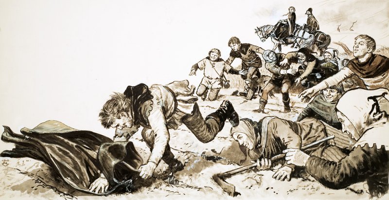 Men of Haxey chasing the silken hood of Lady de Mowbray by English School