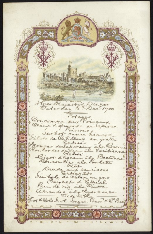 Menu for the Royal Luncheon by English School