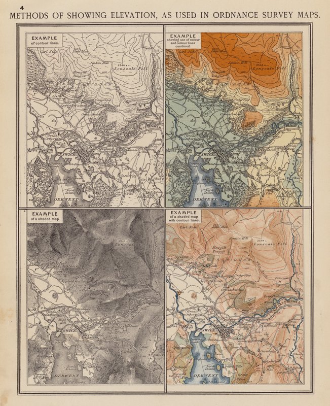 Methods of showing Elevation, as used in Ordnance Survey Maps by English School