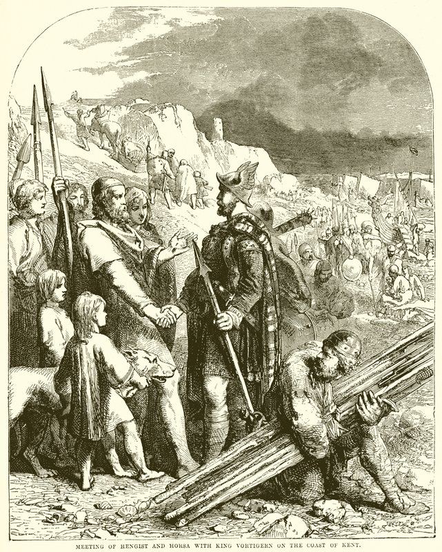 Meeting of Hengist and Horsa with King Vortigern on the Coast of Kent by English School