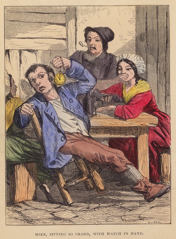 Mike, sitting so grand, with watch in hand by English School