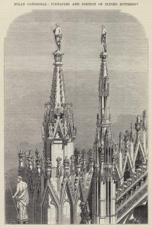Milan Cathedral, Pinnacles and Portion of Flying Buttress by English School