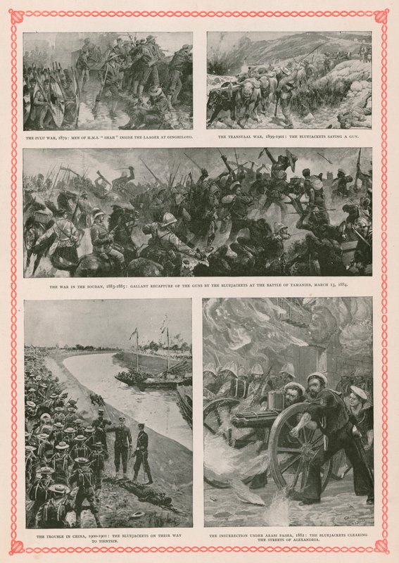 Military actions involving British sailors during the reign of Queen Victoria: the Zulu War, the Boer War, the Mahdist Revolt in the Sudan, the Boxer Rebellion and the Anglo-Egyptian War by English School
