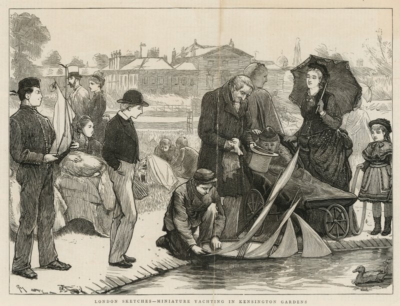 Miniature yachting in Kensington Gardens, London by English School