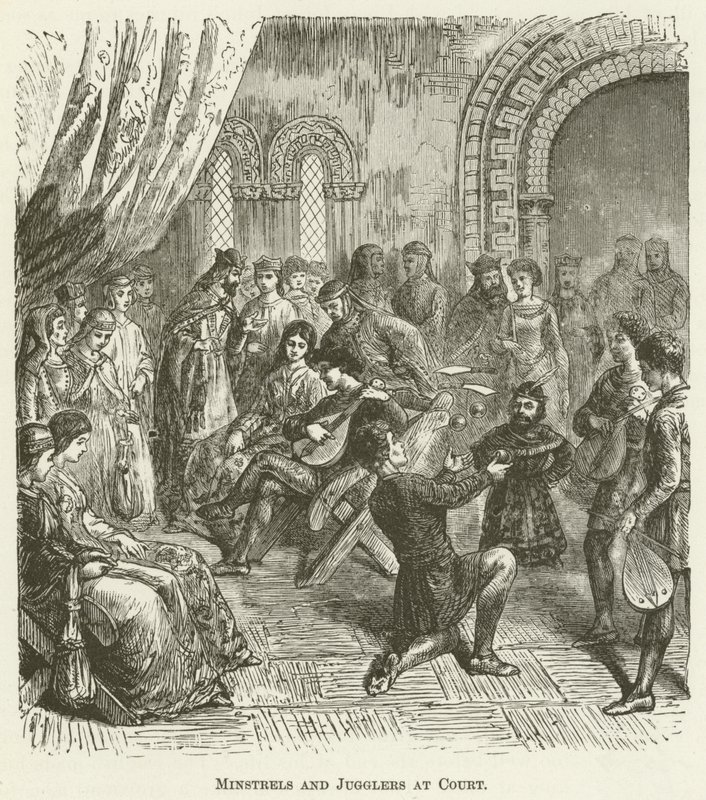 Minstrels and Jugglers at Court by English School