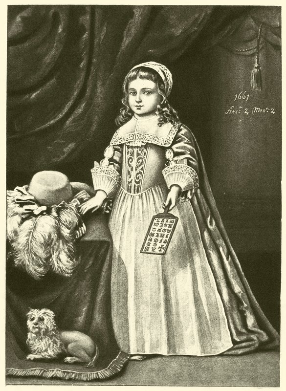 Miss Campion, holding a Horn Book (engraving) by English School