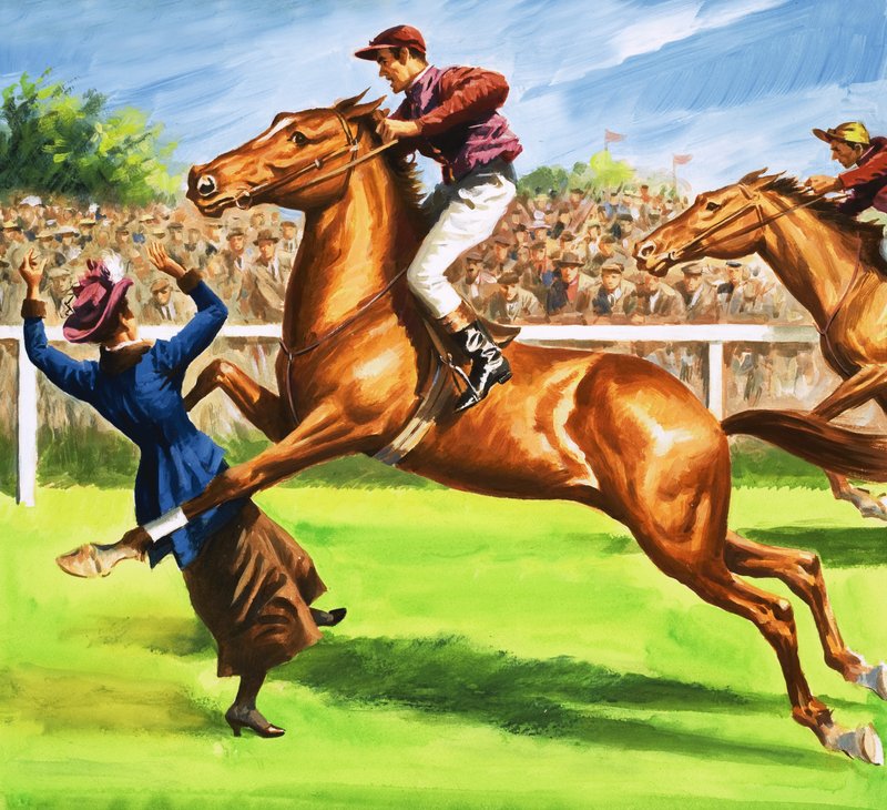 Miss Emily Wilding Davison Killing Herself on Derby Day by English School