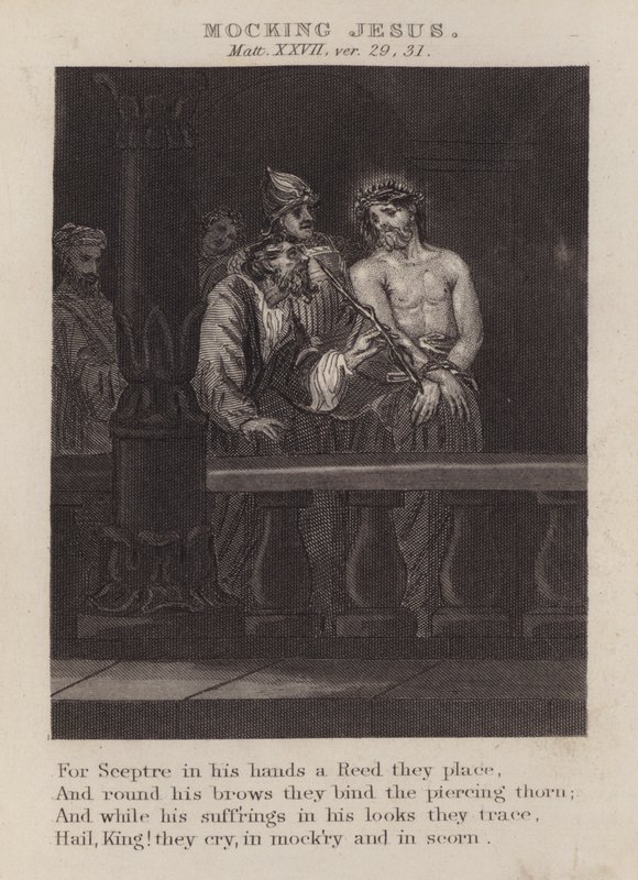 Mocking Jesus, Matthew XXVII, ver 29, 31 by English School