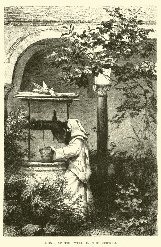 Monk at the Well in the Certosa by English School