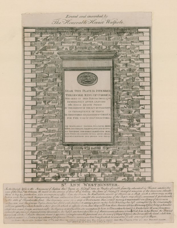 Monument to Theodore, King of Corsica by English School