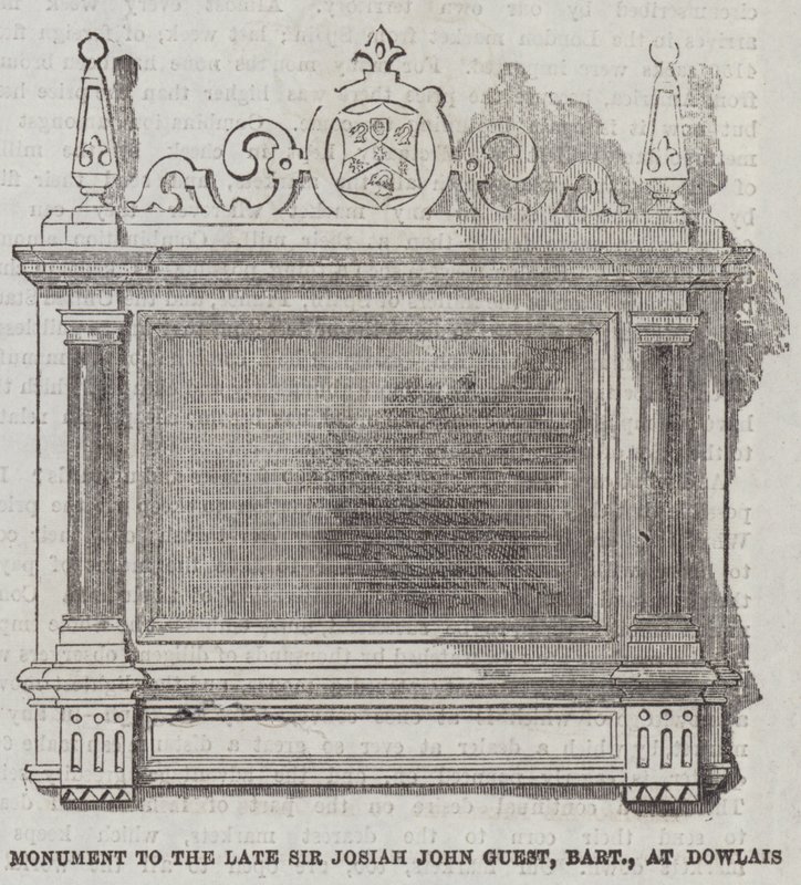 Monument to the late Sir Josiah John Guest, Baronet, at Dowlais by English School