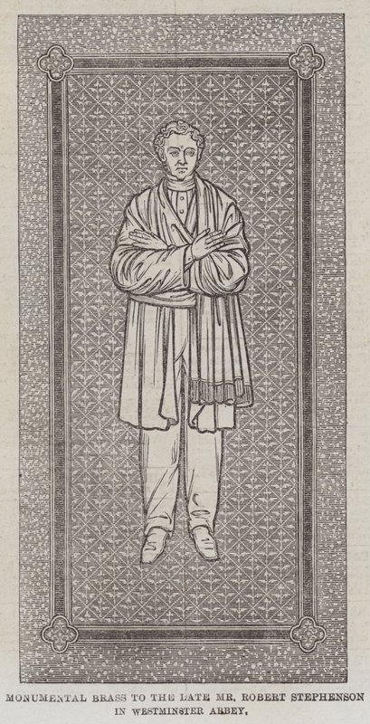 Monumental Brass to the late Mr Robert Stephenson in Westminster Abbey by English School