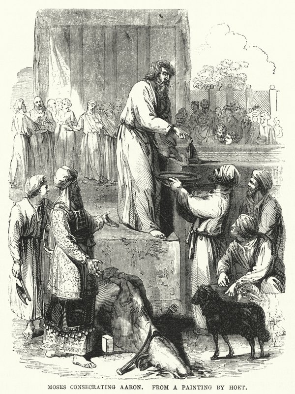 Moses consecrating Aaron, from a painting by Hoet by English School