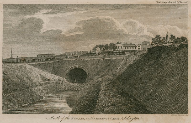 Mouth of the tunnel on the Regents Canal, Islington, London by English School