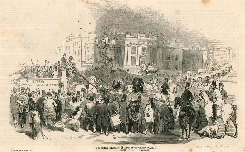 Mr Emidy driving twenty-eight horses from London to Greenwich by English School