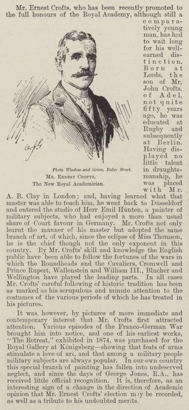 Mr Ernest Crofts, the New Royal Academician by English School