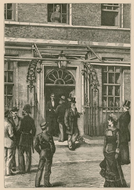 Mr Gladstones illness: anxious inquirers in Downing Street by English School