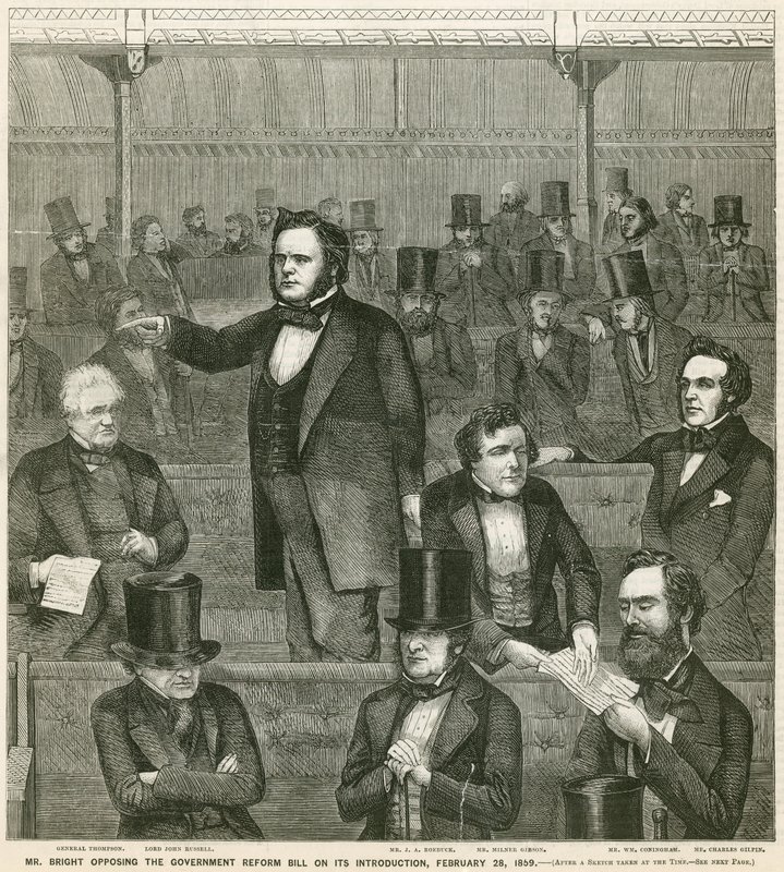 Mr. John Bright Opposing the Government Reform Bill on Its Introduction, 28 February 1859 by English School