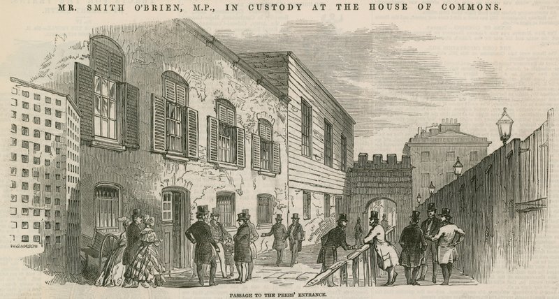 Mr Smith OBrien, MP, in custody at the House of Commons: Passage to the Peers entrance by English School