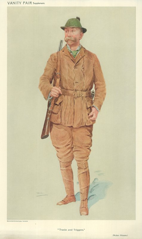 Mr. Walter Winans, Tracks and Triggers, 9 June 1909, Vanity Fair Cartoon by English School