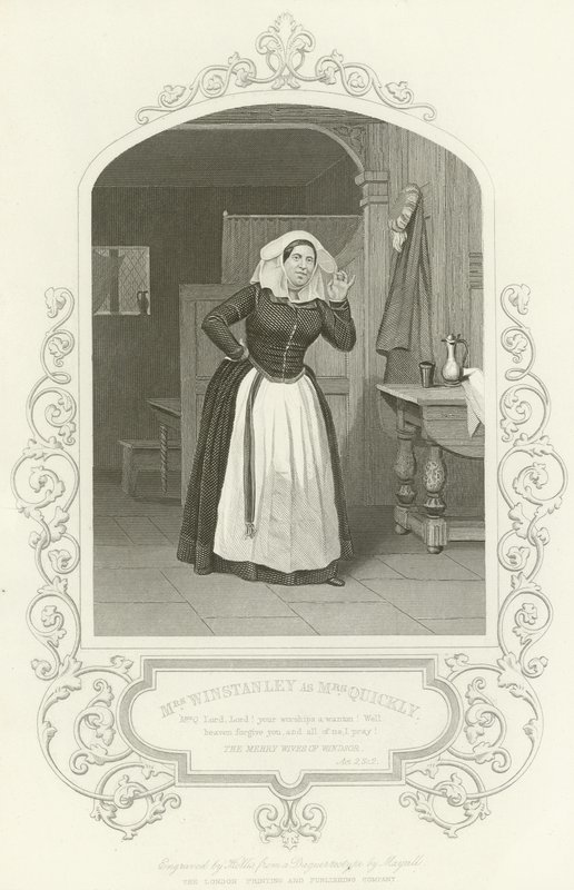 Mrs Winstanley as Mrs Quickly, The Merry Wives of Windsor, Act II, Scene II by English School