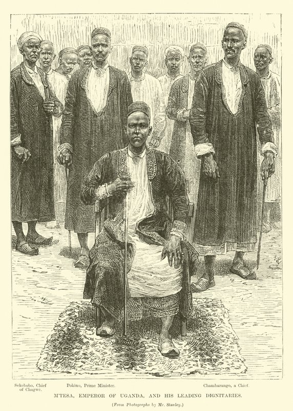 Mtesa, Emperor of Uganda, and his leading dignitaries by English School