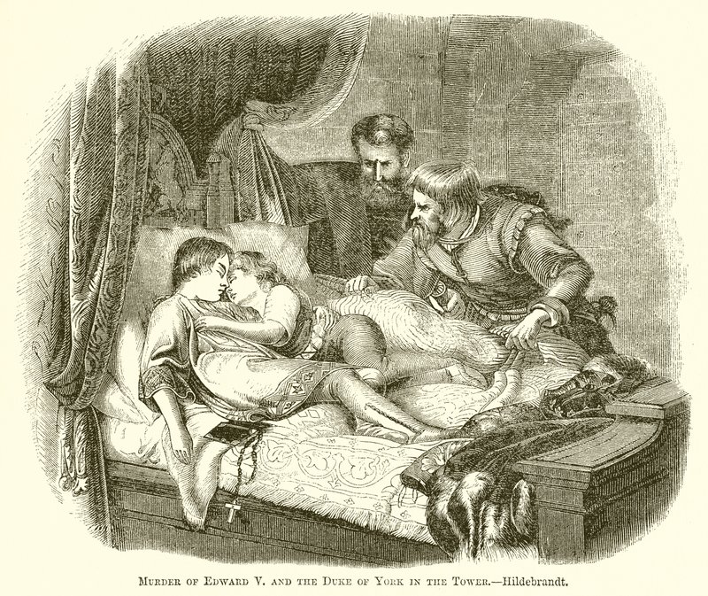 Murder of Edward V and the Duke of York in the Tower by English School