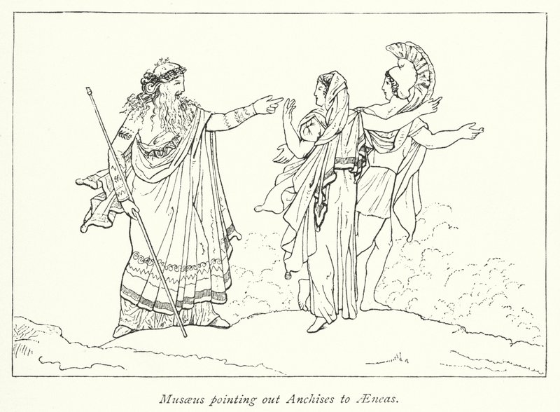 Musaeus pointing out Anchises to Aeneas by English School