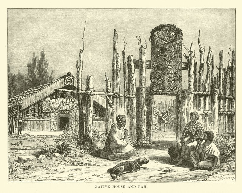 Native House and Pah by English School
