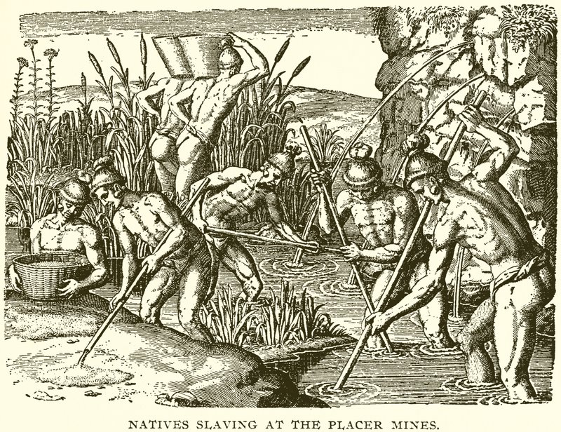 Natives Slaving at the Placer Mines by English School
