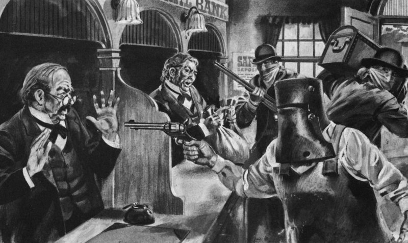 Ned Kelly raiding a bank by English School