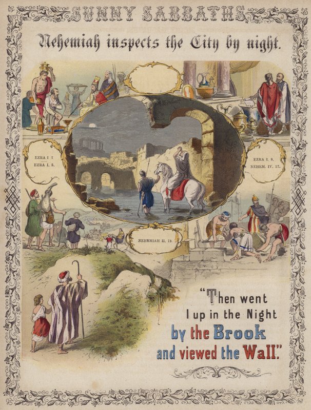 Nehemiah inspects the city by night by English School