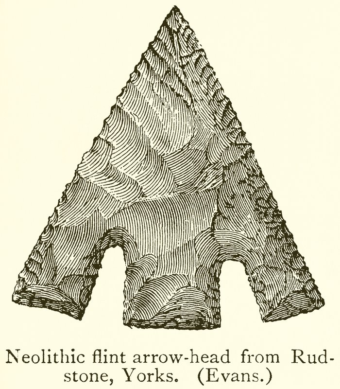 Neolithic Flint Arrow-Head from Rudstone, Yorks. (Evans) by English School