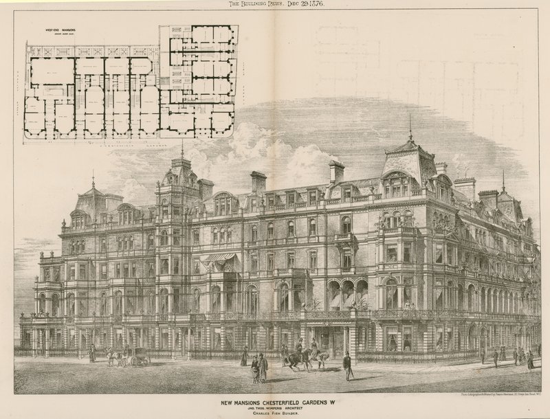 New Mansions, Chesterfield Gardens, London W, John Thomas Wimperis, Architect by English School